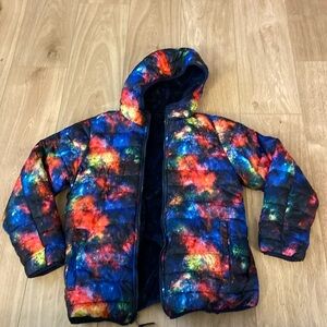 Land’s End girl’s winter coat jacket reversible galaxy